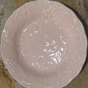 Vintage Nikko Woodbury peach/ pink majolica plate 8" cottagecore cabbage ware